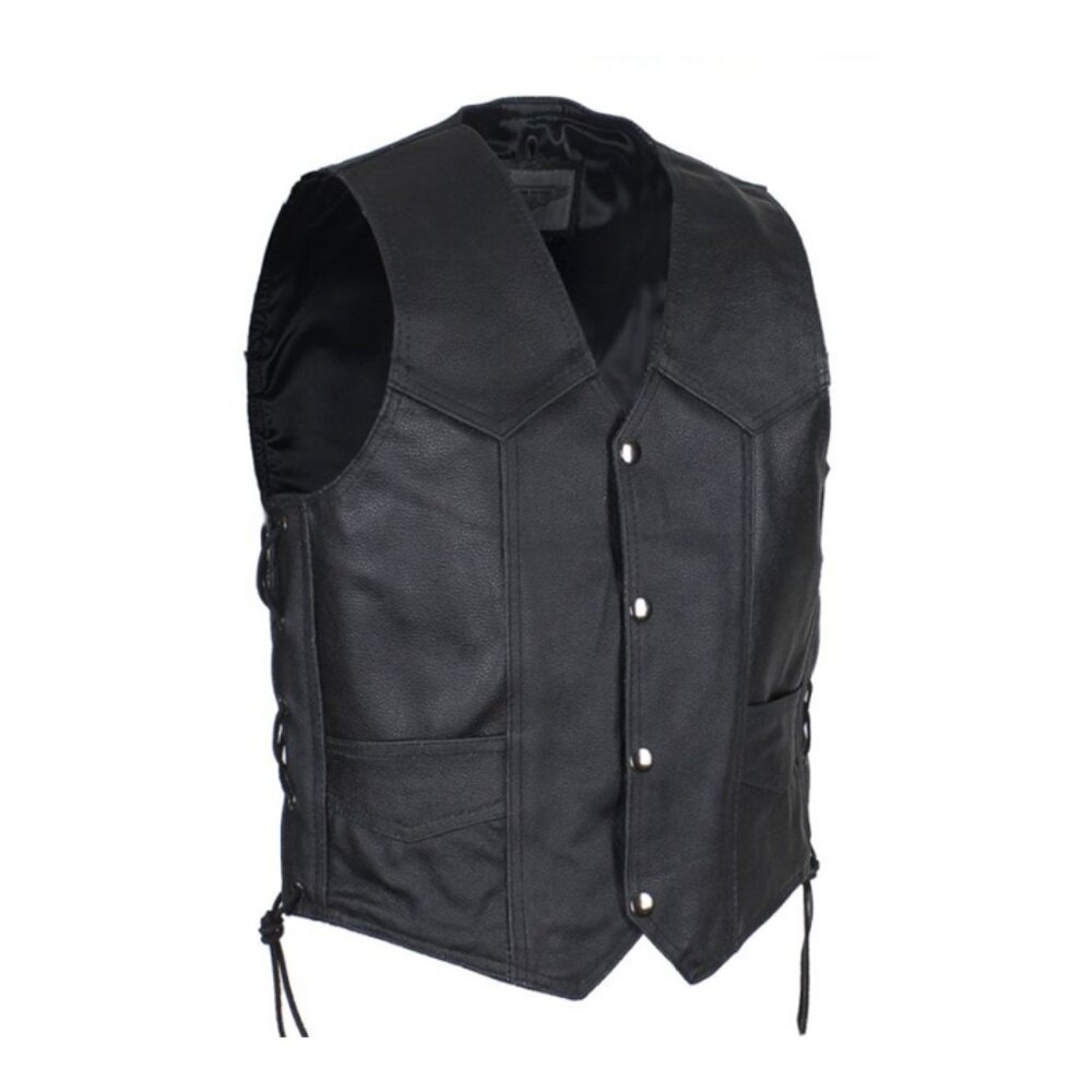 NWT Dream Apparel Kids Motorcycle Genuine Leather Laced Biker Vest Black KD392